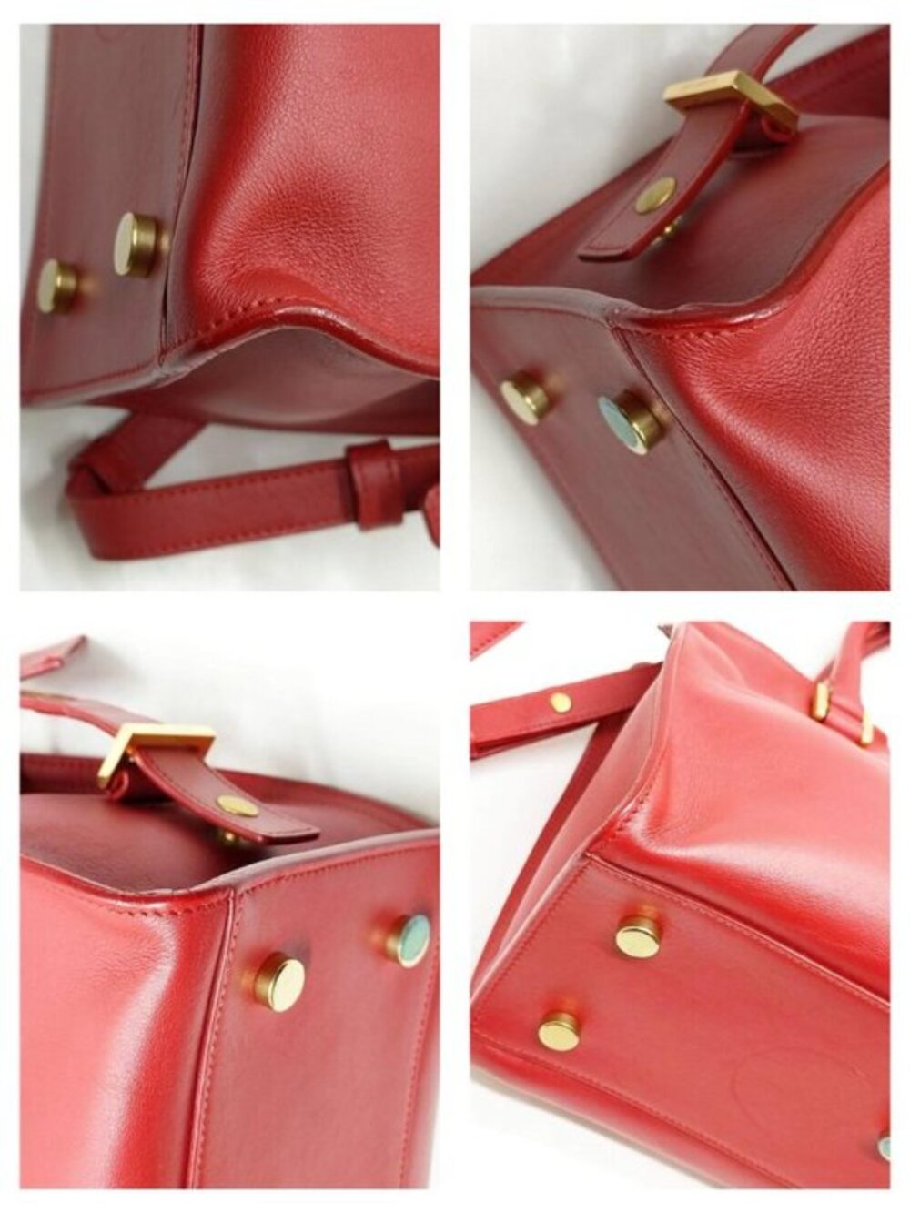 Authentic Saint Laurent Cabas ChYc Red Leather Satchel Crossbody Bag - Picture 7 of 16